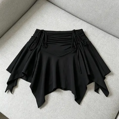 Plus Size Women's Half Skirt, Summer Bestseller Casual Elastic Stretchy, Asymmetrical Hem Fairy Dress, Butterfly Drawstring Design