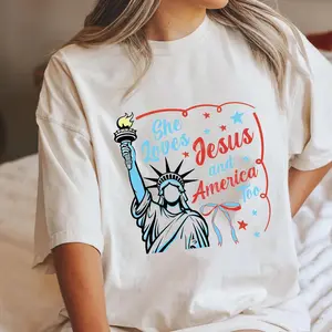 She Loves Jesus And America Too Shirt, 4th July Faith Tee, Christian 4th July