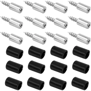 12 count Screw in Shelf Pins with Anti-Slip Black Sleeve, Nickel Plated Shelf Pegs Cabinet Shelf Holders Shelf Support Pegs, Small Shelf Brackets Phillips  Pegs for Shelves
