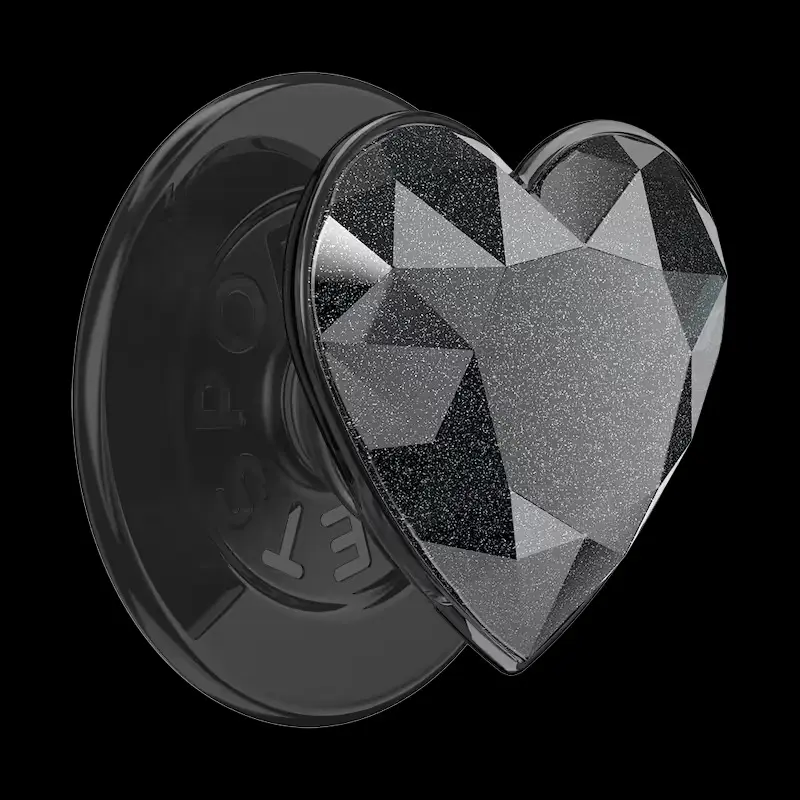 Crystal Heart Black Glitter