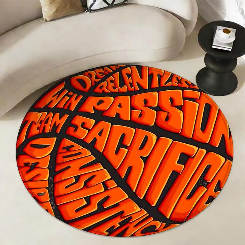 1pc Sports Theme Basketball Inspirational Rug, Durable Non-Slip Polyester Carpet for Gym Decor, Vibrant Indoor Home Decoration