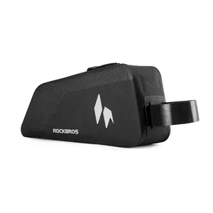 RockBros RideMate 100% Waterproof Top Tube Bag 1L PU Material Reflective Logos Velcro Straps Streamlined Design Ideal for Cycling