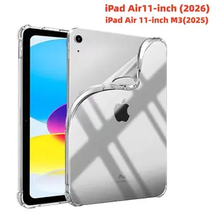 1PC iPad Case Transparent TPU Full Coverage Airbag Shockproof Clear Silicone Soft Cover For iPad Air 4/5/6/7, iPad 7/8/9/10, iPad 11 A16(2025) Father's Day 2026 Gift for Dad