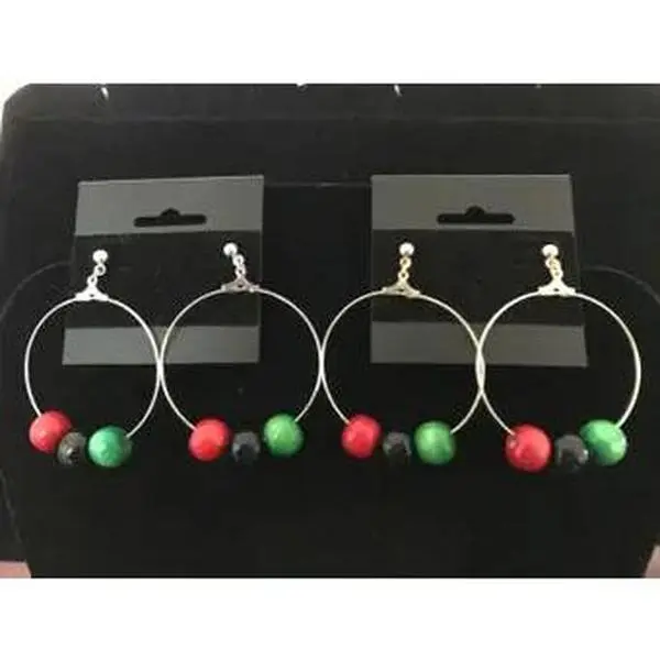 RBG Hoop earrings, gold hoop earrings, silver hoop earrings, African earrings, African jewelry, African inspired earrings, wood earrings
