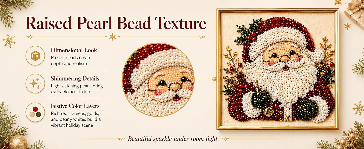 Christmas Santa Claus Pearl Art DIY Kit, Cute 3D Diamond Painting Crafts, DIY Home Decor Wall Art, Perfect DIY Holiday Party Gift for Beginners,DIY handicrafts,Christmas gifts, birthday gifts(Frameless ) Christmas Santa Claus Pearl Art DIY Kit, Cute 3D Diamond Painting Crafts, DIY Home Decor Wall Art, Perfect DIY Holiday Party Gift for Beginners,DIY handicrafts,Christmas gifts, birthday gifts(Frameless )