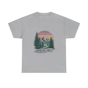 Vintage Mountain Sunset Hiking Shirt, Outdoor Adventure Graphic Tee, Nature Lover T-Shirt, Camping Hiking Outfit, Unisex Casual Top