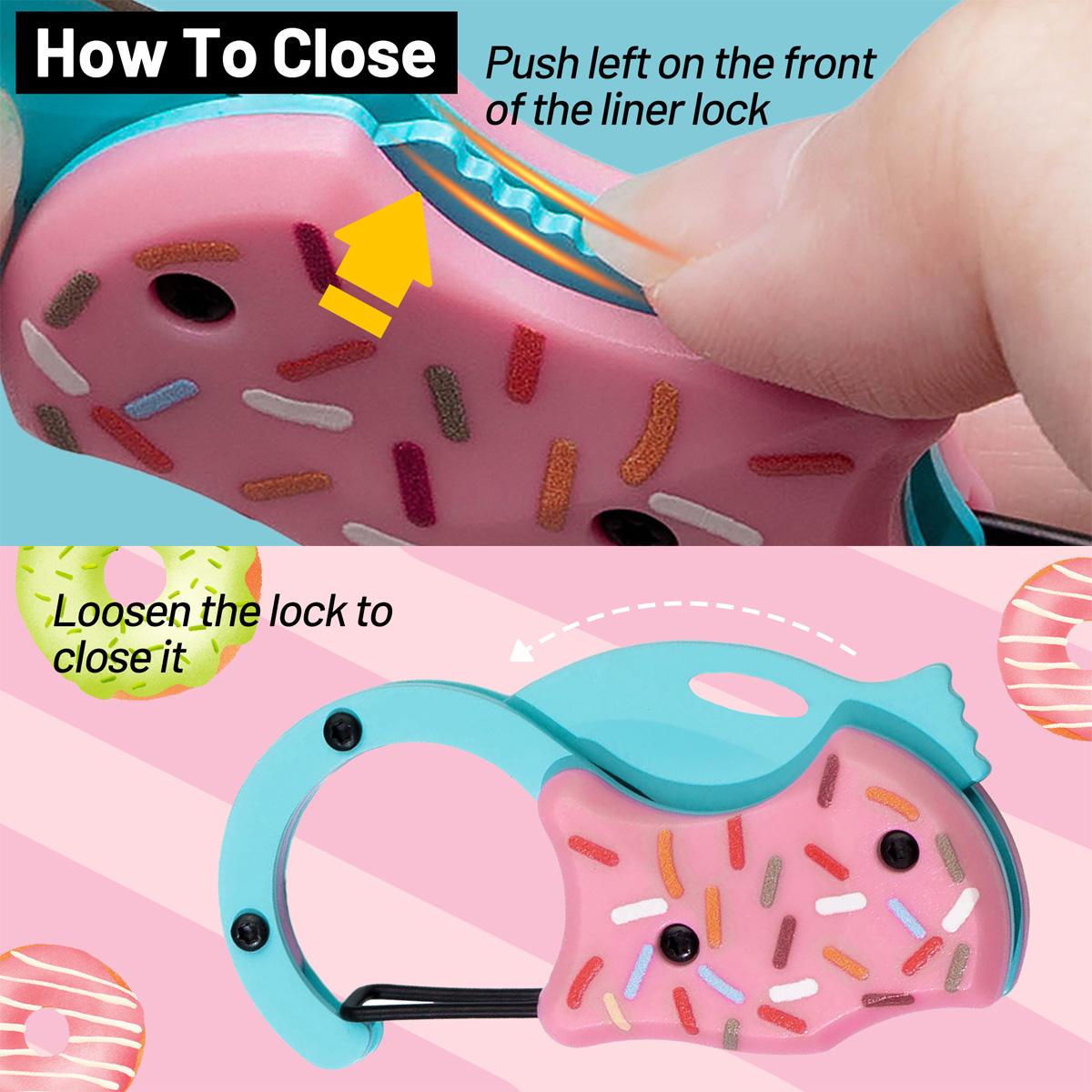 Small Pocket Knife for Women, Cute Donut Folding Box Cutter, Mini Folding Knife Keychain Pendant Gift Knife Portable High Hardness Multi-purpose Knife, Backpacking Camping,Decor, Hanging, Ornaments, Decoration