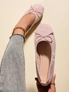 Ballet Flat French Style Velvet Single Shoes, Women's Casual Bow Evening Shoes, 2026 New Spring Autumn Collection