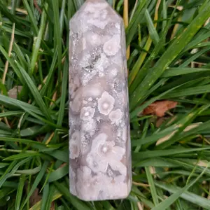 Pink Amethyst with Flower Agate Crystal Tower