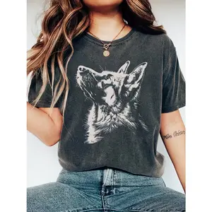 Vintage German Shepherd Graphic Tee, Oversized Comfort Cotton Dog Lover T-Shirt, Cute German Shepherd Mom Fashion Outfit, Perfect Valentine's Day Birthday Gift for German Shepherd Owners, Dog Dad Shirt for Friends & Family