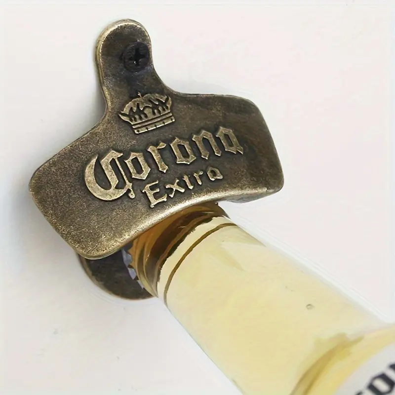 1pc Vintage Wall Mounted Side Bottle Opener, Zinc Alloy with Screws, Easy Install, Ideal for Home Bar & Cafe, Outdoor, Rustic, Cabinet, Bar & Wine Accessories