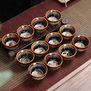 Kiln-Fired Glaze 12 Zodiac-Themed Gongfu Master Cup, Single Ceramic Tasting Teacup for Tea Ware Collection