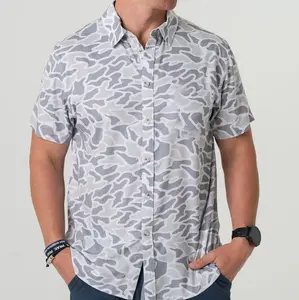 2026 Performance Button Up - White Camo - Hawaiian shirt Hot Retro Style Performance Shirt, Lightweight and Breathable for Summer Rounds, Year-Round Style