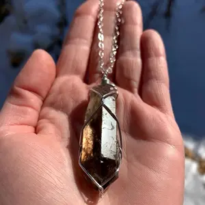 Long Smokey Quartz Pendant, Large Smokey Quartz Wand, High Quality, Protective Necklace, grounding
