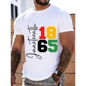 Juneteenth 1865 Celebration T Shirt For Men Independence Day Black History Awareness Colorful Design White Cotton Tee