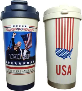 KWAQS LAPH President of the United States Trump Special Peripheral Travel Mug Insulated Coffee Mug with Lid, Leakproof Coffee Thermos, Coffee Tumbler for Hot&Cold Drinks, Stainless Steel Reusable Thermal 16OZ,2024 Christmas gift