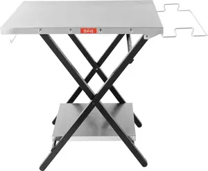 Outdoor Grill Table, Foldable Pizza Oven Stand & Griddle Stand with Garage Rack & Tissue Holder, Folding Outdoor Prep Table for Gathering and Party, 30" x 24", Stainless Steel