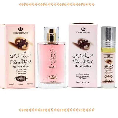 Al Rehab Cozy Choco Musk Marshmallow Women's EDP Fragrance Set - 50ml EDP, 6ml Oil Roll-On, Long-Lasting Sweet Great Scent (Vanilla, Strawberry, Cocoa), Viral TikTok, Affordable Luxury Arabian Beauty Daily Wear Vanilla Perfumes for Adults