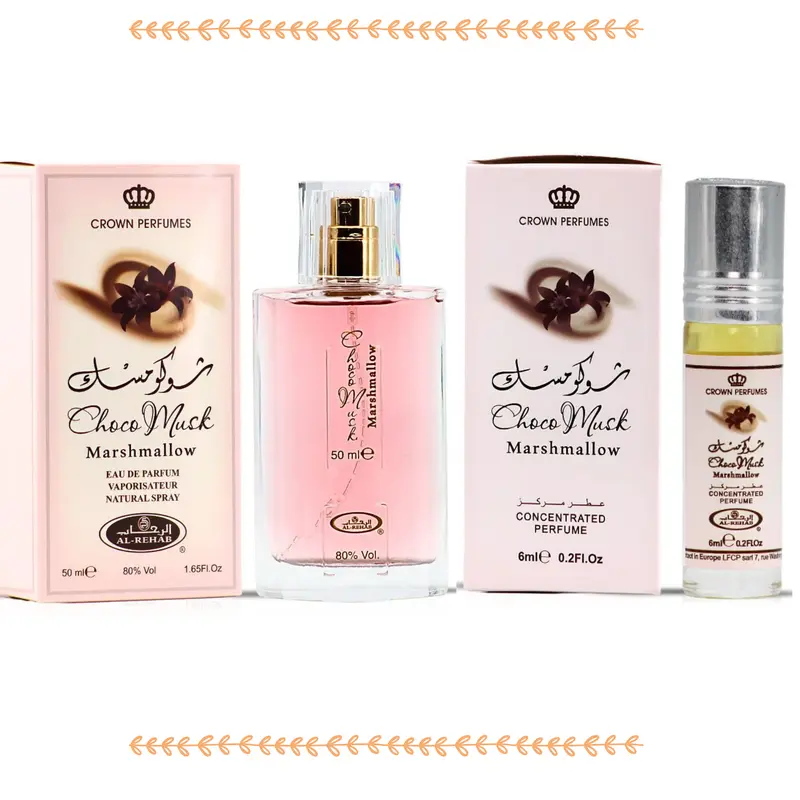 Al Rehab Cozy Choco Musk Marshmallow Women's EDP Fragrance Set - 50ml EDP, 6ml Oil Roll-On, Long-Lasting Sweet Great Scent (Vanilla, Strawberry, Cocoa), Viral TikTok, Affordable Luxury Arabian Beauty Daily Wear Vanilla Perfumes for Adults