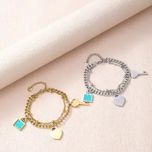 Niche Stackable Double Heart Bracelet, Sweet Drip Glaze Craft, Elegant Gift for Girlfriend