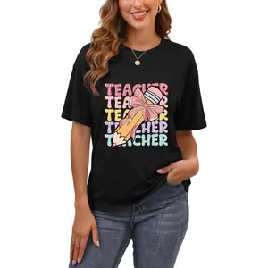 Teacher Shirt, Teacher Tshirt, Pencil Coquette Bow Shirt, Dalmatian Dots Teacher Tee, Bright Doodle School, Pink Bow Streetwear