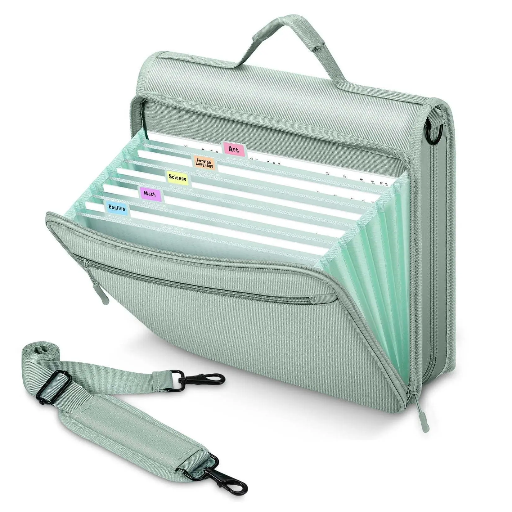 Accordion File Organizer with 3 Ring Zipper Binder, Portable Oxford Binder Organizer with Handle and Shoulder Strap for Home Office School Business, Safe Storage for Letter Size Files