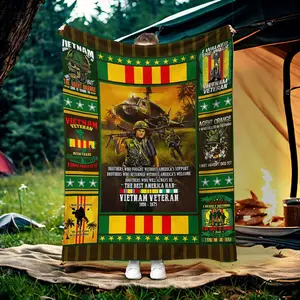 Vietnam War Veteran Memorial Camping Blanket, Portable Lightweight Throw Blanket, Warm Blanket for Camping, Hiking, Outdoor