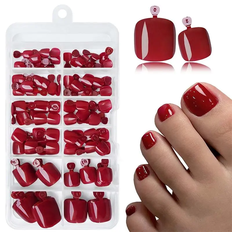 Press on Toe Nails, 120pcs/set Solid Color Fake Toe Nails, Reusable Toe Nails, Toe Nail Tips, Nail Artificial False Stick Toenail Tip, DIY False Toenails for Women & Girls