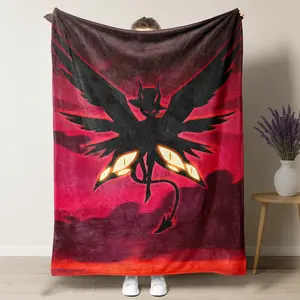 Hazbin Hotel Gothic style Blanket, Lucifer Morningstar Pattern Blanket Soft and Comfortable Air-conditioned Room Throw, Warm Nap Blanket for Home, Office