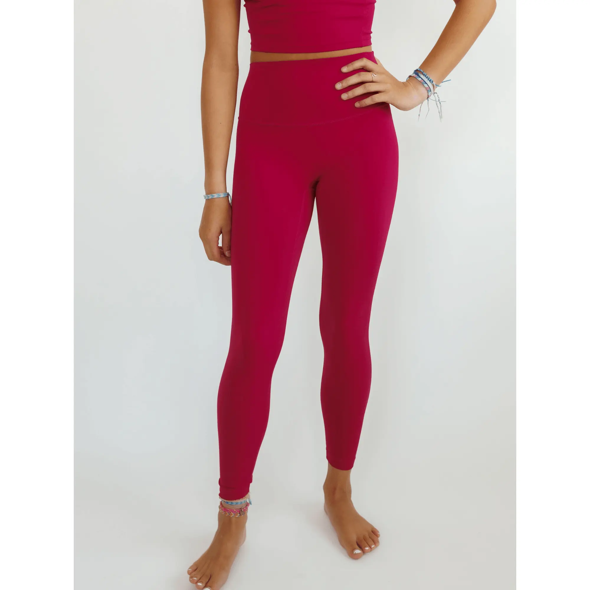 Wild Berry Pink "Mia" Luxe and Lift High Rise Leggings with Hidden Waistband Pocket