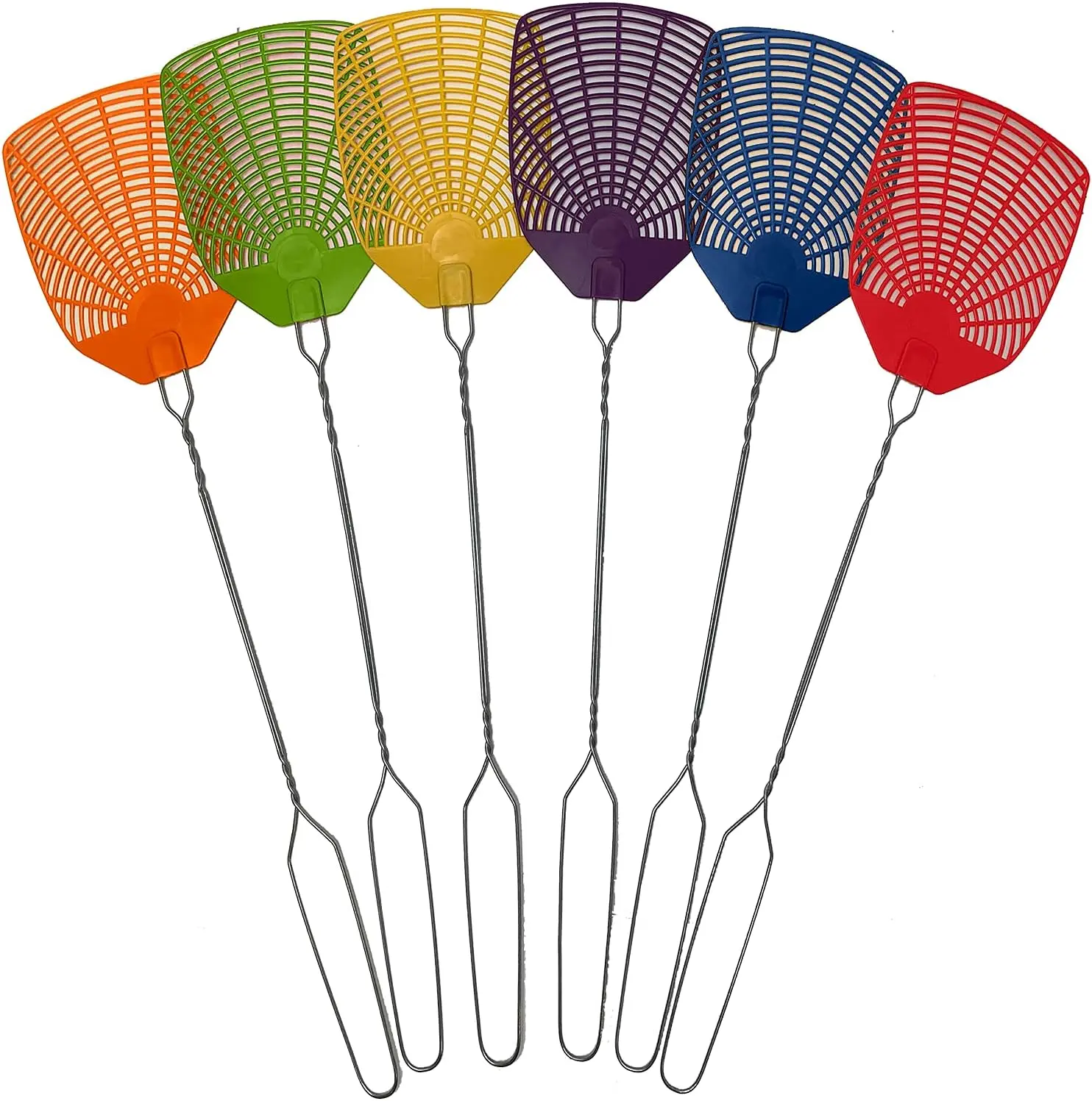 Bug & Fly Swatter Braided Metal Handle 6 Pack Fly Swatters Indoor/Outdoor flyswatter