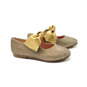 Ruth Secret Gold Sparkle Metallic Bow Ballet