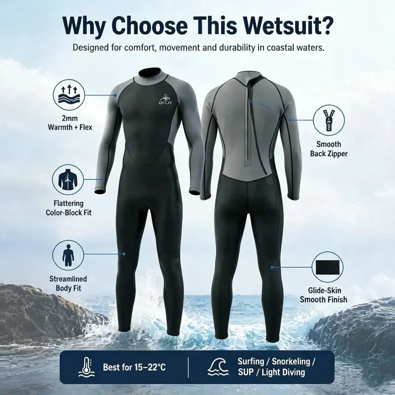 Wetsuits 2mm Neoprene Diving Surfing Suits Snorkeling Kayaking Spearfishing Freediving Swimming Full Body Thermal Ke