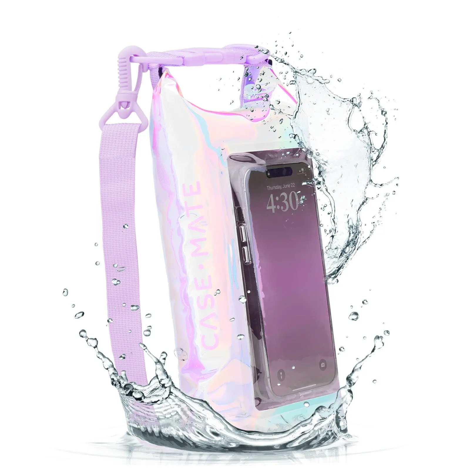 Waterproof Roll-Top Mobile Phone Bucket Bag with Seal Enclosure, Adjustable Crossbody Strap, Touchscreen Access & Internal Pocket for Beach, Lake Use