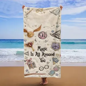 Harry Potter themed embroidered blanket, beach towel, multi-functional, Slogan Print Blanket