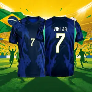 2026 Brazil Home And Away Yellow And Blue Neymar Vini Raphinha Short Sleeve Soccer Jersey Fans Version