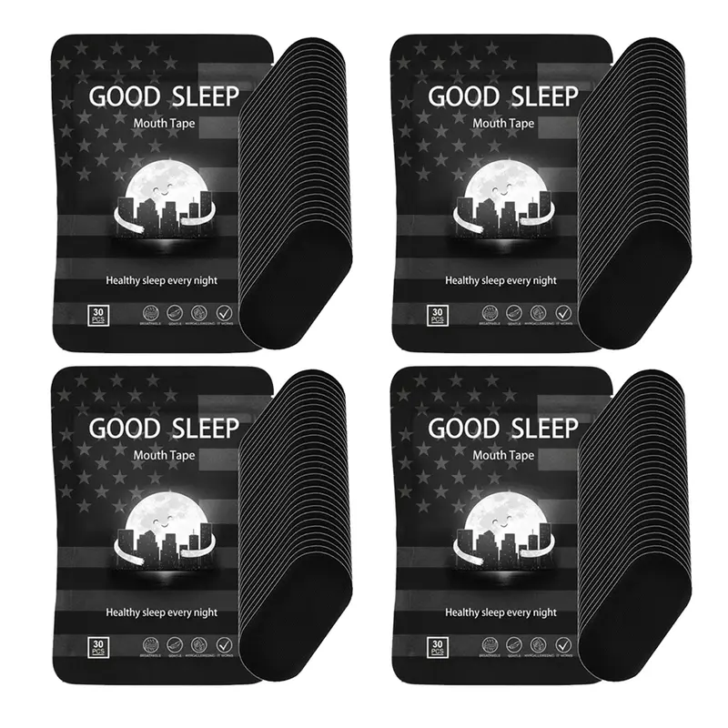 Black Universal Sport Tape, Hypoallergenic Mouth Tape Sleep Aid Products with Gentle Adhesion, Ultra Breathability, Skin-Friendly Fit, Snoring Solution (30/60/120 Strips for 1/2/4-Month Supply, From Sleep to Sports Use)