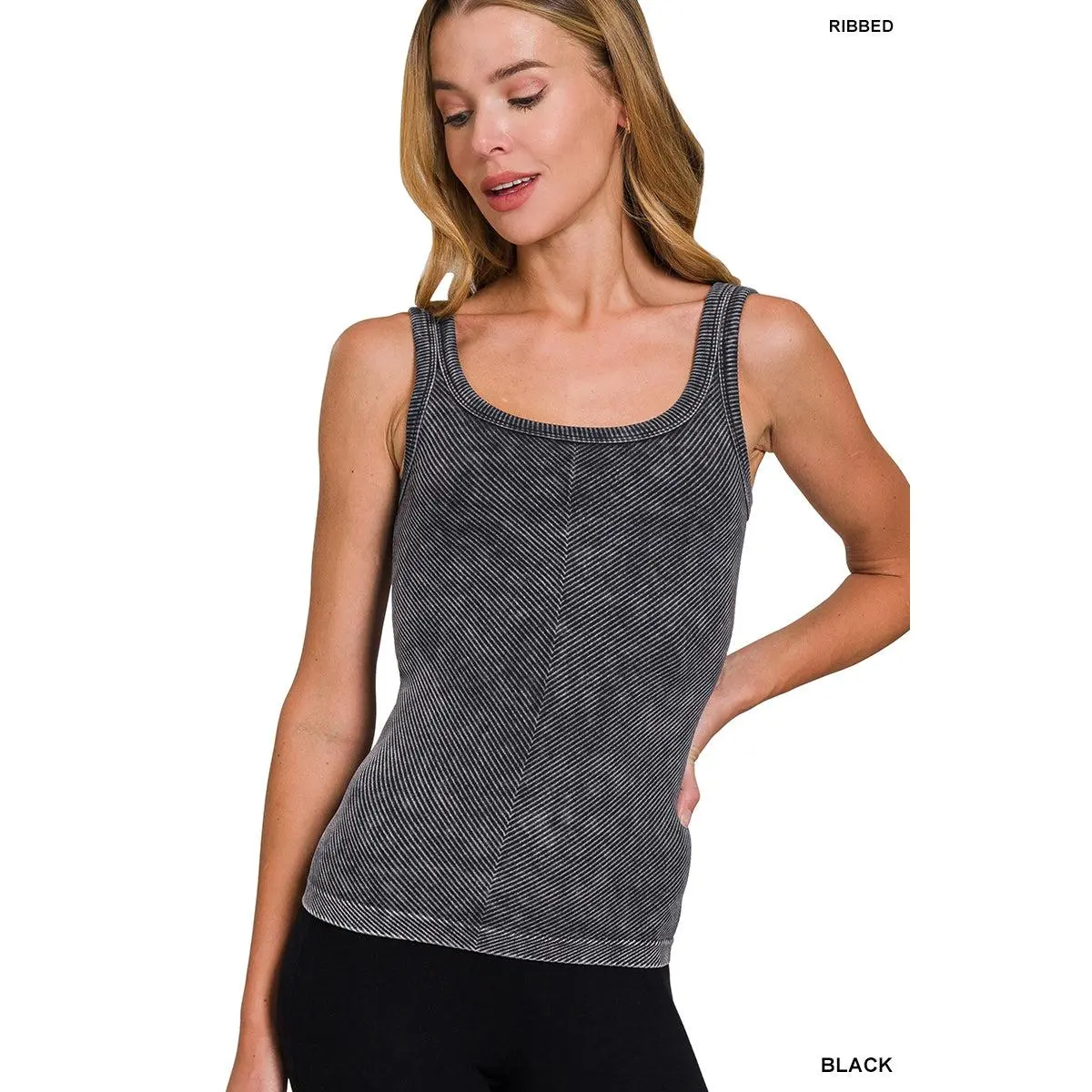 Ribbed Tank-Acid Wash- Zenana