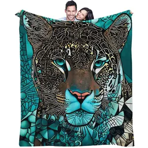 Fierce And Swift Leopard Pattern Blanket, Soft Warm Plush Throw for Kids & Adults, Perfect Gift for Holidays & Birthdays, Ideal for Bed Sofa Car Room Decor