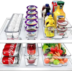 6-Piece Fridge and Freezer Organizer Bins Set with Stackable BPA-Free Containers for Refrigerator and Pantry Storage