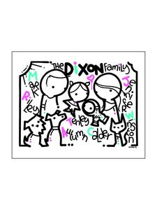 6-10 Names ORIGINAL CUSTOM DRAWN ART by Kenton Hoppas trimmed to 24” x 36” Poster Decor Matte Print