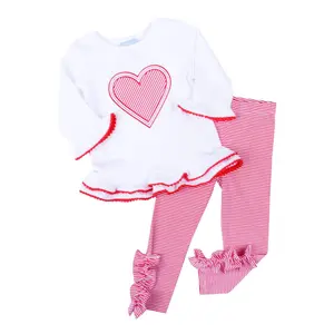 Valentine Heart Red Stripe Milly Tunic Legging Set - Girls Heart Outfit