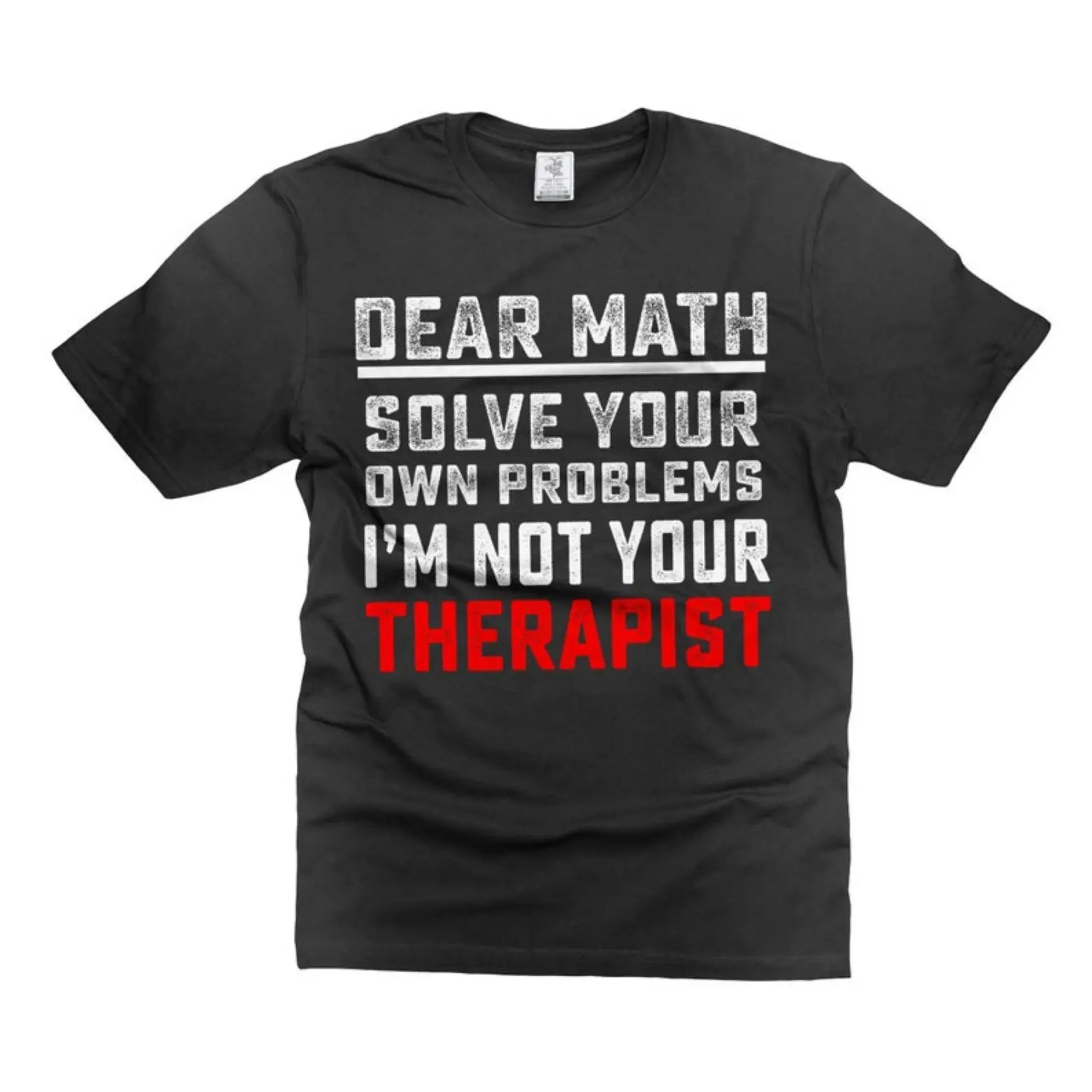 Cotton Knit Casual Short-Sleeve Sports T-Shirt - Round Neck Graphic Top with Funny "Dear Math Solve Your Own Problems" Print, Ideal Gift for Math Teachers, Shortsleeve, Tshirt