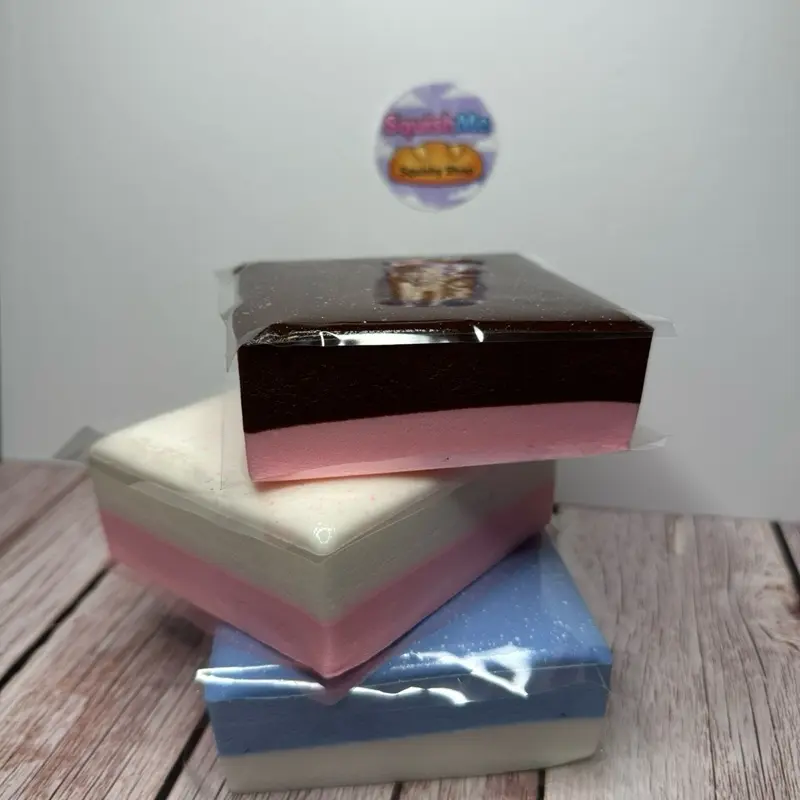 Slow Rising Sticky Two-Toned Cake Squishy, Blueberry and Cream, Strawberry Shortcake, Chocolate Strawberry Stress Relief Squishies