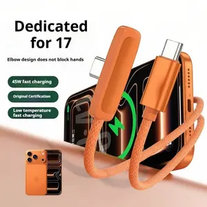 Kaxoe 2.0M Extra Long Portable Braided Type-C to Type-C Fast Charger Cable For iPhone 15-17 Power Bank Car Home Outdoor
