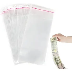 100pcs Cake Money Box Transparent Bag,Resealable Cellophane Adhesive Self-Sealing Clear Plastic Packing Bag for Birthday Wedding Party Decoration,3.1X7.5in
