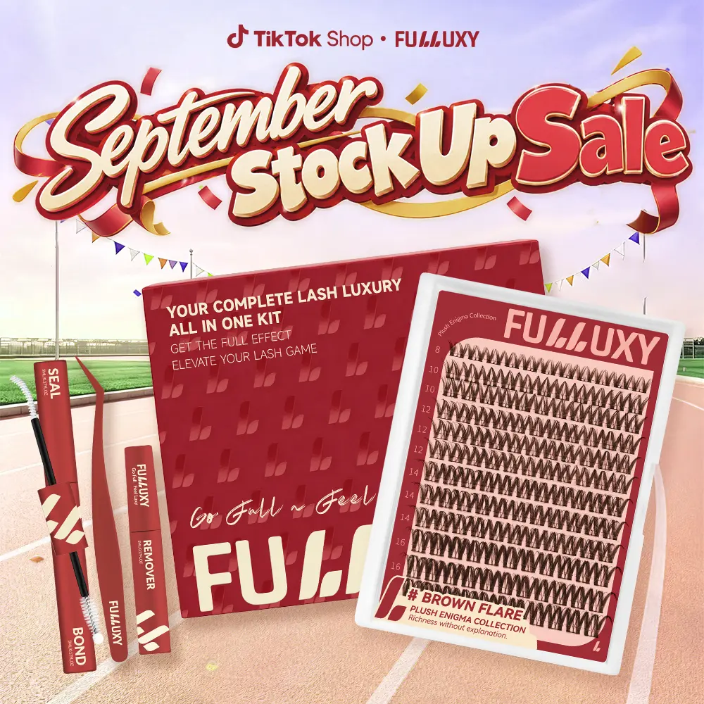 Brown Flare | Fulluxy One-of-a-kind true brown cluster lashes blends seamlessly with lighter hair colors & daily no-makeup looks | Lashes with Ultra-Dense, Waterproof, Long-Lasting Lashes | Flora Flaunt Aurora Same Style | Beginner-Friendly DIY Lashes
