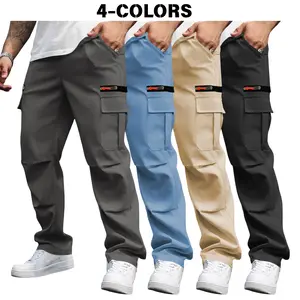 Men’s Cargo Casual Pants - Floor-Fitting, Featherlight, Flexible, Contemporary Adventure Pants with Drawstring Elastic Waistband, Multiple Pockets, Breathable Loose Fit, Multi-Color, Multi-Size for Outdoor Activities, Commuting, Floor-Fitting Men's Pants,