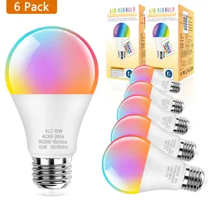 Kaotile RGB LED Colorful Light Bulb E27, 15w Adjustable 16 Colors, Remote Control Included, Ideal for Home Decor and Parties