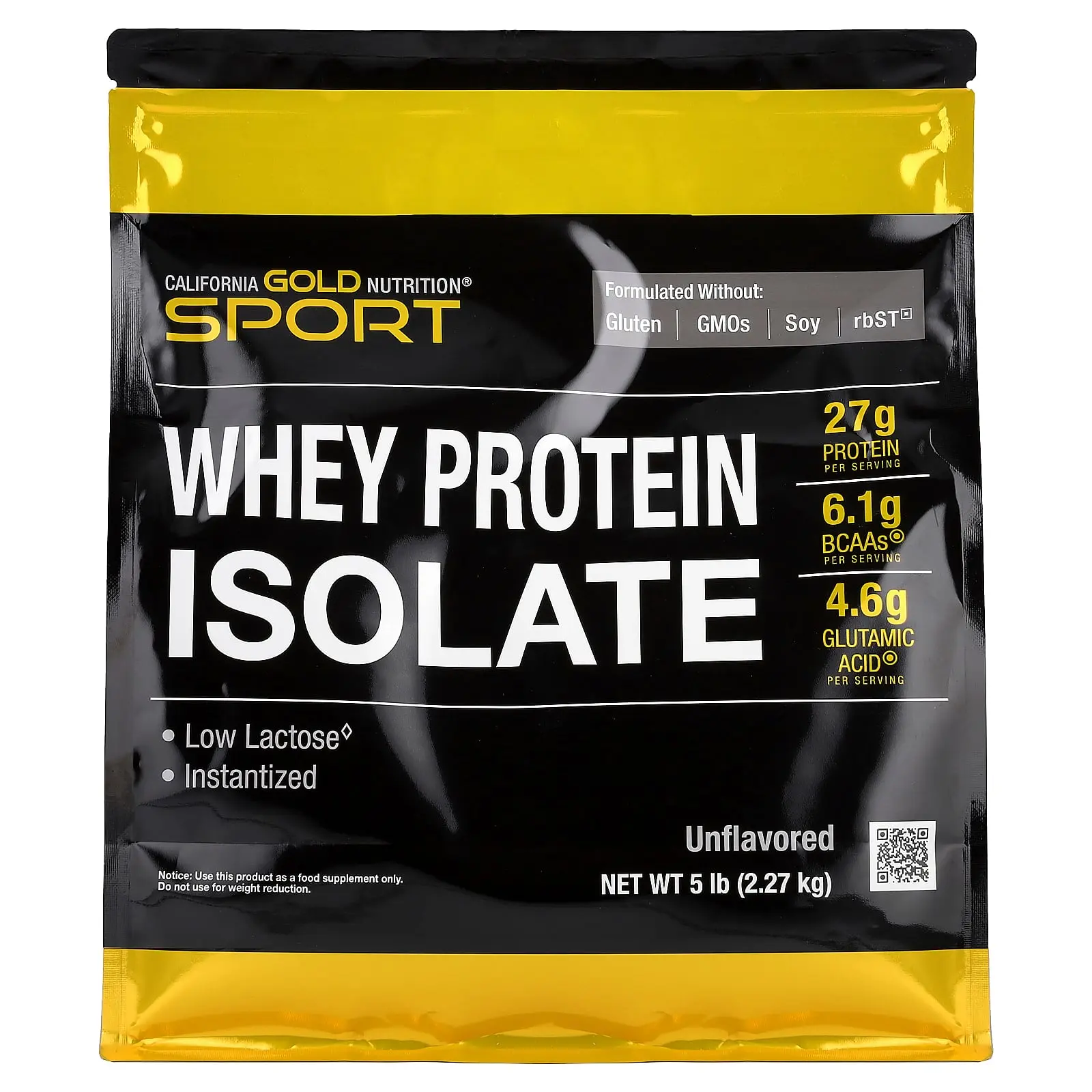 California Gold Nutrition Sport, Whey Protein Isolate, Unflavored, 5 lb (2.27 kg)